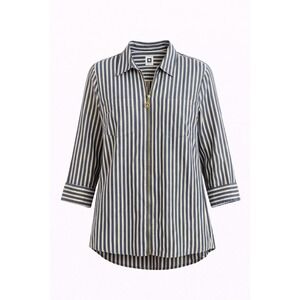 ANNE KLEIN Women's 1X Striped Metallic Zipper Front Blouse NWT  Shirt Top